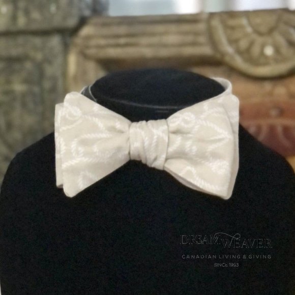 Ropes Nautical Bow Tie | Cream Ropes on Beige - Picture 5 of 5
